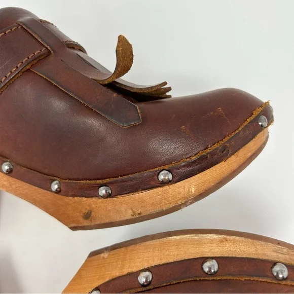Madewell 1937 Leather Fringe Kiltie Clogs Size 7 - Picture 3 of 10